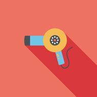 Hair dryer flat icon with long shadow N10