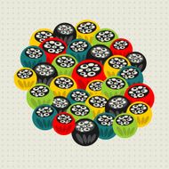 Pattern with strange floral balls