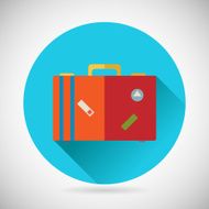 Summer Vacation Trip Symbol Traveler Suitcase Bag Icon on Stylish