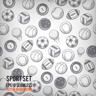 Vector sports seamless background Sports equipment colored pattern