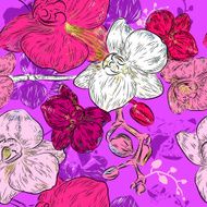 Seamless orchid flowers Pattern