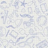 Seamless vector with hand drawn hipster gadgets N2