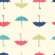 Autumn seamless pattern with a set flat umbrellas