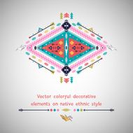 Vector colorful decorative element on native ethnic style N12