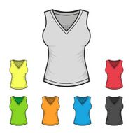 Women&#039;s V-neck Shirt Design Template Color Set Vector