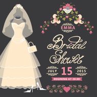 Bridal Shower invitation Vintage wedding dress with flowers