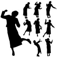 Vector silhouette of women N106