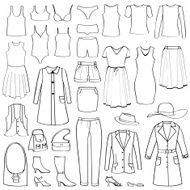 Fashion icons set Female cloth collection N4