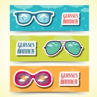 three horizontal retro glasses banners concept