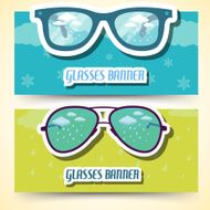two horizontal retro glasses banners concept