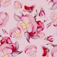 seamless viola pansy flower pattern background N2