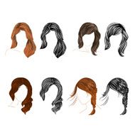 Set of four long hair natural and silhouette