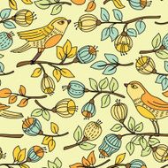 Pattern with flower and birds N6