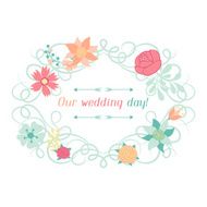 Wedding invitation card with pretty stylized flowers N3