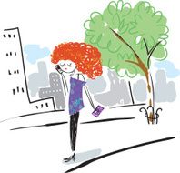 Red haired on the phone
