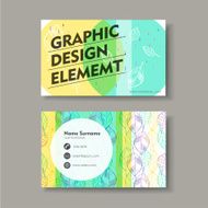 vector business card design of hand drawn leaf