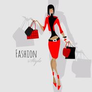 Fashion girl Woman with shopping bags N12