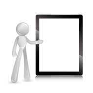 Man introducing the tablet computer