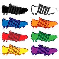 Football Cleats with Stripes in Different Colours Pencil Style 1