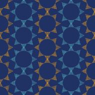 Abstract textile stars on dark geometric seamless pattern background