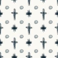 Doodle sketch seamless pattern with circles and crosses Hand drawn N2