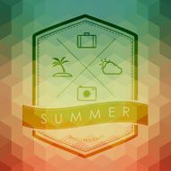 summer label and travel icon on geometry background