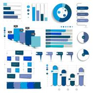 Collection of charts graphs flowcharts Infographics in blue color