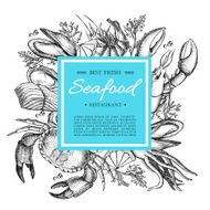 Vector vintage seafood restaurant illustration Hand drawn banner