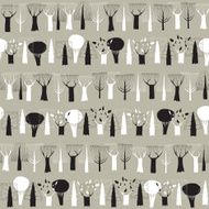 Trees seamless row pattern tapestry in black and white N2