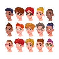 Set of boys with different hairstyles and accessories N2