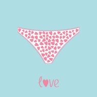White womens underwear panties with hearts Love card