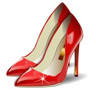 Vector Cartoon Red Women Shoes on white background
