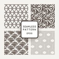Set of four vector seamless patterns with plants and geometric