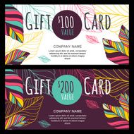 Vector gift voucher card template with autumn leaves background N2