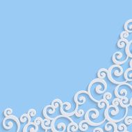 Vector Blue 3d Vintage Invitation Card with Floral Damask Pattern N10