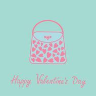Love bag with hearts card Blue and pink Flat