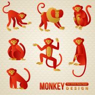 Set of Chinese Zodiac - Monkeys 2016 New Year Symbol