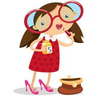 Vector girl in clothes of his mother
