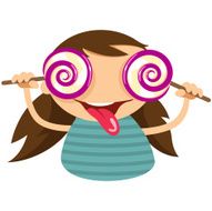 illustration cute girl with lollipops as glasses