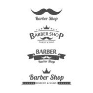 Set of vintage barber shop logo graphics vector