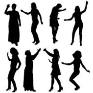 Vector silhouette of women N109