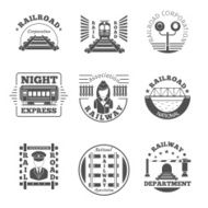 Vector set of railway emblem Railroad labels or logos