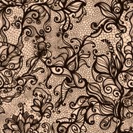 Vector lace seamless pattern of decorative flowers