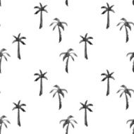 watercolor palms seamless pattern black and white