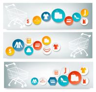 Three Shopping banners with colorful icons Vector