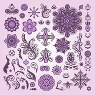 Abstract Floral Illustration Design Elements on white background N2