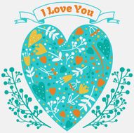 Romantic concept card with heart and flowers N4