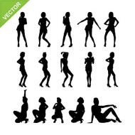 Sexy lady and dancing silhouettes vector set 9 N2