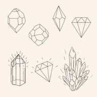 Hand drawn set sketch crystal diamond and polygonal figure tatto N2