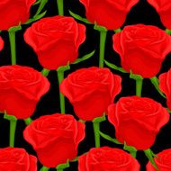 Beautiful seamless background with red roses on black